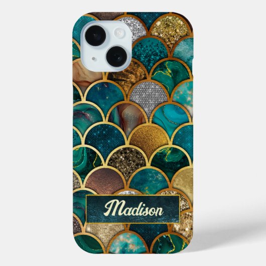 エレガント金ゴールドターコイズグリーンガーリーマーメイドはかりで測 Case-Mate iPhoneケース (裏面)