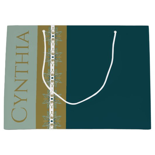 エレガント金ゴールドターコイズ ラージペーパーバッグ (正面)