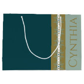 エレガント金ゴールドターコイズ ラージペーパーバッグ (裏面)