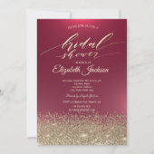 エレガント金ゴールドダイアモンズレッドブライダルシャワー 招待状 (正面)