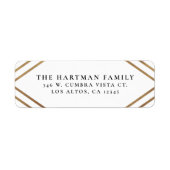 エレガント金ゴールドダイヤストライプモンド |白い黒のリターン ラベル (正面)