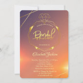 エレガント金ゴールドダイヤモンドシャイニーブライダルシャワー 招待状 (正面)