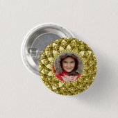 エレガント金ゴールドダイヤモンドプリントフォトフレーム 缶バッジ (正面&裏面)