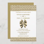 エレガント金ゴールドダイヤ結婚モンド 招待状 (正面/裏面)