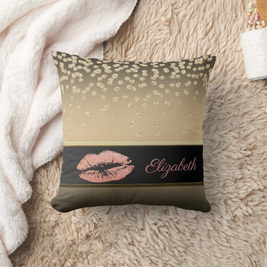 エレガント金ゴールドダイヤ輝くリップルパーソナライズされた クッション (ブランケット)
