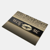 エレガント金ゴールドダイヤ輝くリップルパーソナライズされた ドアマット (アングル)