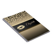 エレガント金ゴールドダイヤ輝くリップルパーソナライズされた ノートブック (右側)