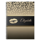 エレガント金ゴールドダイヤ輝くリップルパーソナライズされた ノートブック (正面)