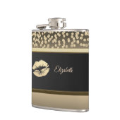 エレガント金ゴールドダイヤ輝くリップルパーソナライズされた フラスク (左)