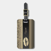 エレガント金ゴールドダイヤ輝くリップルパーソナライズされた ラゲッジタグ (正面縦)