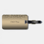 エレガント金ゴールドダイヤ輝くリップルパーソナライズされた ラゲッジタグ (裏面横)