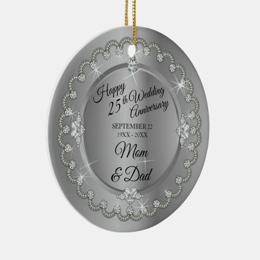 エレガント金ゴールドダイヤ25結婚周年記念 セラミックオーナメント (右)