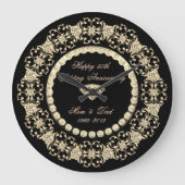 エレガント金ゴールドダイヤ25結婚周年記念 ラージ壁時計 (正面)