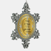 エレガント金ゴールドダイヤ50結婚周年記念 スノーフレークピューターオーナメント (左)