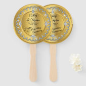 エレガント金ゴールドダイヤ50結婚周年記念 ハンドファン (正面&裏面)