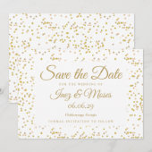 エレガント金ゴールドダスト紙吹雪シック結婚スクリプト セーブザデート (正面/裏面)