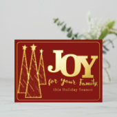 エレガント金ゴールドダークレッドジョイ企業のズ 箔シーズンカード (立ち正面)