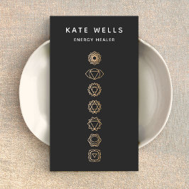 エレガント金ゴールドチャクラスピリチュアルエネルギーヒーラー 名刺