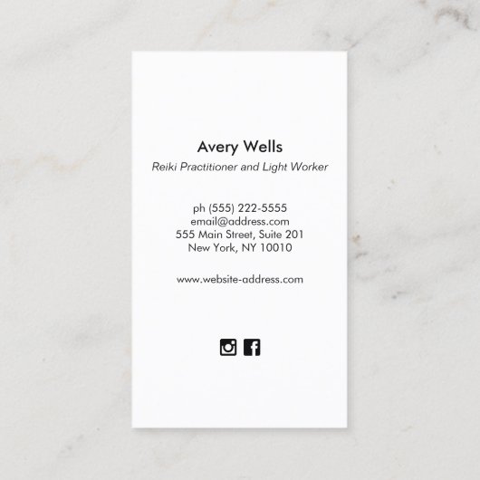 エレガント金ゴールドチャクラスピリチュアルエネルギーヒーラー 名刺 (裏面)