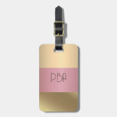 エレガント金ゴールドチョッパーピンク金属モノグラム名 ラゲッジタグ (正面縦)