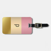 エレガント金ゴールドチョッパーピンク金属モノグラム名 ラゲッジタグ (正面横)