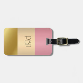 エレガント金ゴールドチョッパーピンク金属モノグラム名 ラゲッジタグ