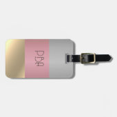エレガント金ゴールドチョッパーピンク金属モノグラム名 ラゲッジタグ (正面横)