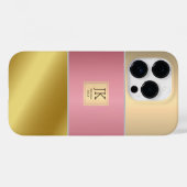 エレガント金ゴールドチョッパーピンク金属モノグラム名 Case-Mate iPhoneケース (裏面 (横))