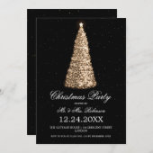 エレガント金ゴールドツリーのクリスマスパーティー（バッファロー付き） 招待状 (正面/裏面)
