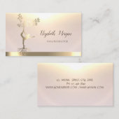 エレガント金ゴールドツリー女性シルエットヨガ 名刺 (正面/裏面)