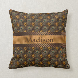 エレガント金ゴールドティール（緑がかった色）ピークパーソナライズされた名 クッション