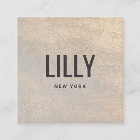 エレガント金ゴールドテクスチフェイクックラグジュアリー スクエア名刺 (正面)