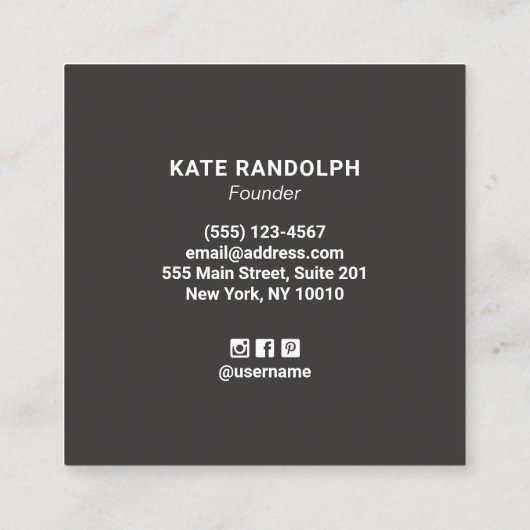 エレガント金ゴールドテクスチフェイクックラグジュアリー スクエア名刺 (裏面)