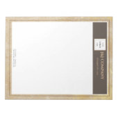 エレガント金ゴールドテクスチャ茶色のフレームロゴ ノートパッド (正面)