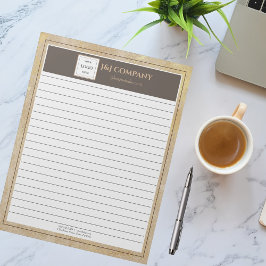 エレガント金ゴールドテクスチャ茶色のフレームロゴ ノートパッド