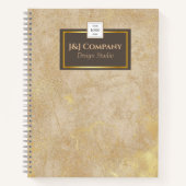 エレガント金ゴールドテクスチャ茶色のフレームロゴ ノートブック (正面)