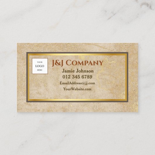 エレガント金ゴールドテクスチャ茶色のフレームロゴ 名刺 (裏面)