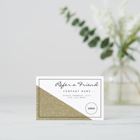 エレガント金ゴールドテクフェイクスチャ参照  名刺 (スタンド正面)