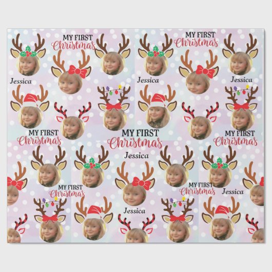 エレガント金ゴールドトナカイカスタムアChristmas Wra ラッピングペーパー (フラット)