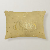 エレガント金ゴールドトナカイ金ゴールド文字クリスマス アクセントクッション (正面)