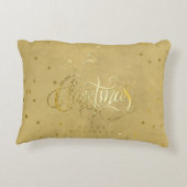 エレガント金ゴールドトナカイ金ゴールド文字クリスマス アクセントクッション (裏面)