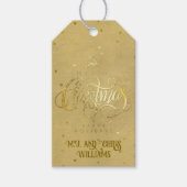 エレガント金ゴールドトナカイ金ゴールド文字クリスマス ギフトタグ (正面)