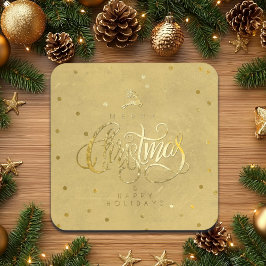 エレガント金ゴールドトナカイ金ゴールド文字クリスマス コースター