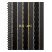 エレガント金ゴールドトリムの黒と灰色のテンプレート ノートブック (正面)