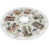 エレガント金ゴールドトリムファミリークリスマスフォトコラージュ フリース ツリースカート (アングル)