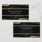 エレガント金ゴールドトリム | 黒お洒落色 名刺 (正面/裏面)