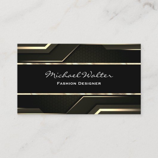 エレガント金ゴールドトリム | 黒お洒落色 名刺 (正面)