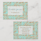 エレガント金ゴールドトロピカルパーム葉ズミントデザイン 名刺 (正面/裏面)