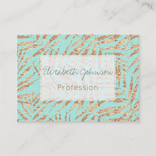 エレガント金ゴールドトロピカルパーム葉ズミントデザイン 名刺 (正面)