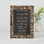 エレガント金ゴールドトロピカルパ葉ームデザイン 招待状 (スタンド正面)